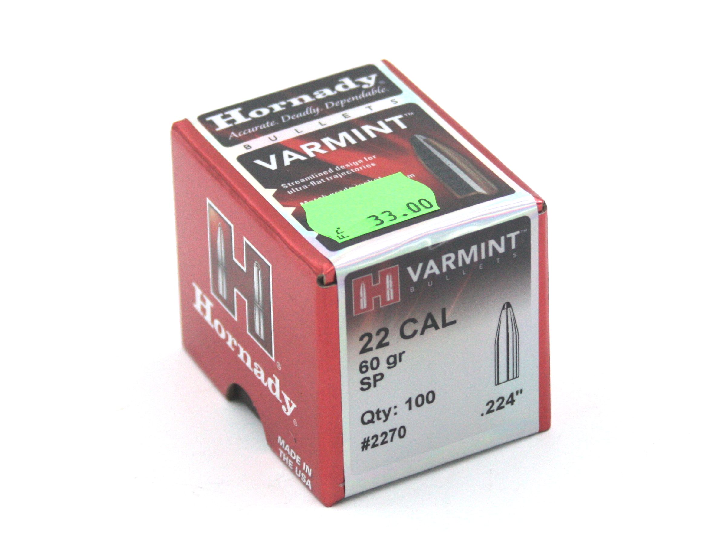 Hornady_Geschoss_Kal_22mm_60gr_SP Büchsengeschosse Hornady, SP 0.224 60gr, 100 Stk., .223 Rem. – Bild 1