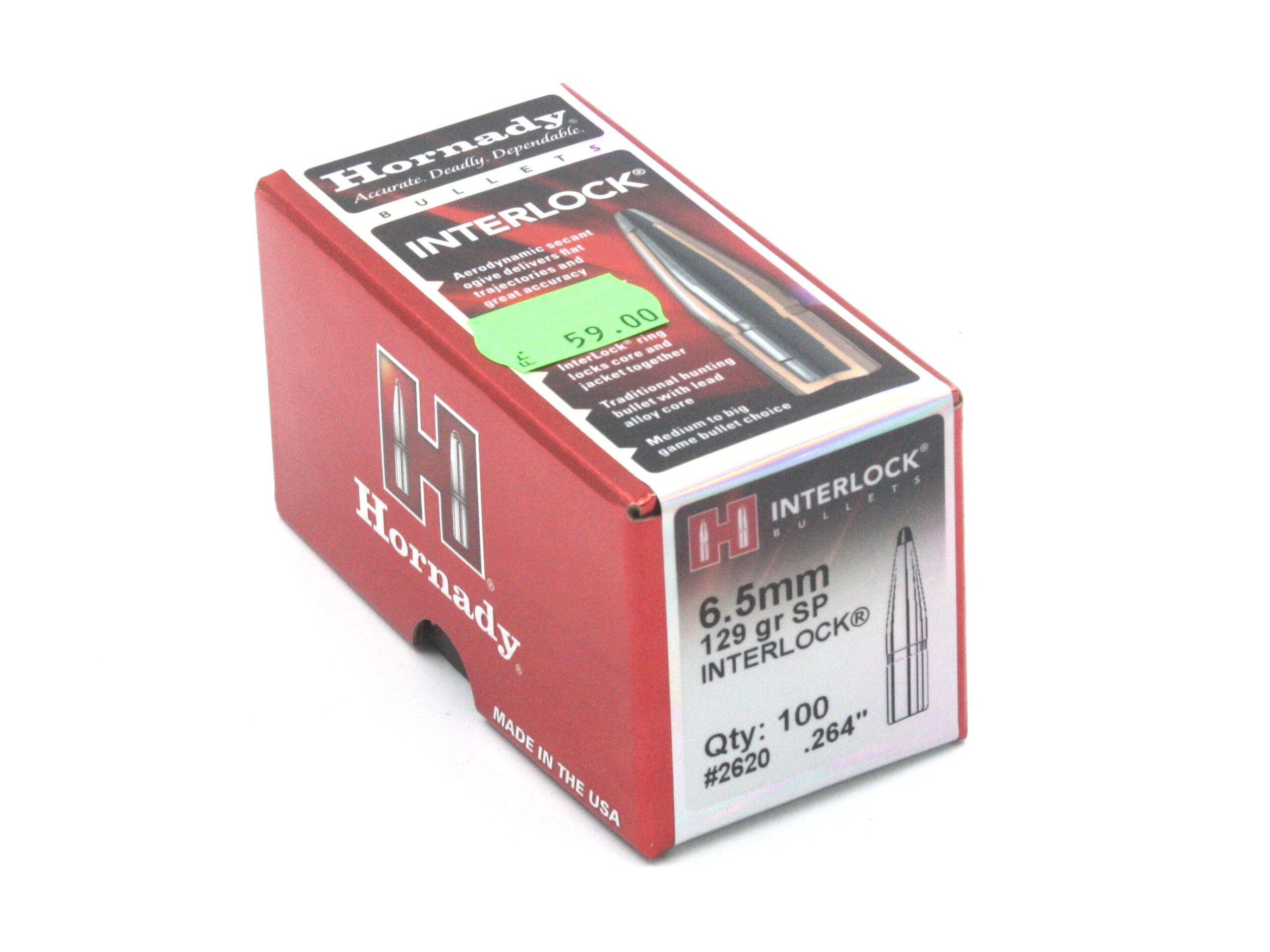 Hornady_Geschoss_Kal_6_5mm_129gr_SP_Interlock Büchsengeschosse Hornady, SP 0.264 129gr, 6.5x55 / 6.5 Creedmoor – Bild 1