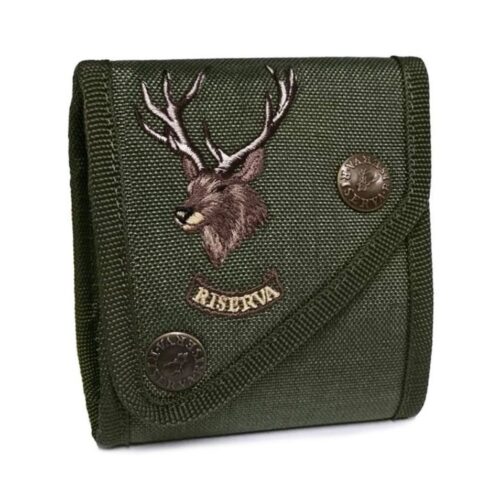 Patronenetui Riserva mit Hirschrmotiv, Cordura, grün, für 7 Kugelpatronen